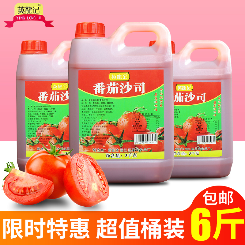 英龙记番茄酱桶装番茄沙司手抓饼披萨酱料沙拉3kg家用蕃茄酱瓶装