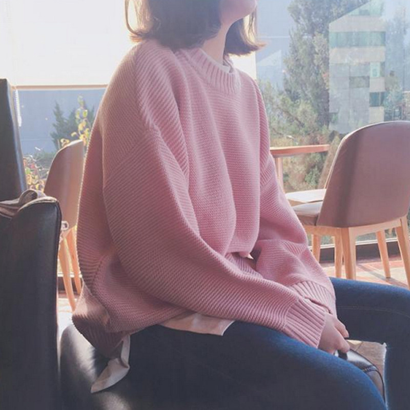 秋季网红原宿风圆领套头粉色慵懒毛衣女宽松长袖针织衫上衣外套女在类目 女装/女士精品, 毛衣中 - 来自Buy2taobao.com提供专业的淘宝代购服务