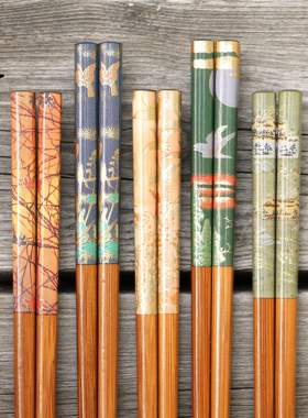 日本原装进口ishida家用天然竹尖头防滑日式大众筷子5双装 包邮