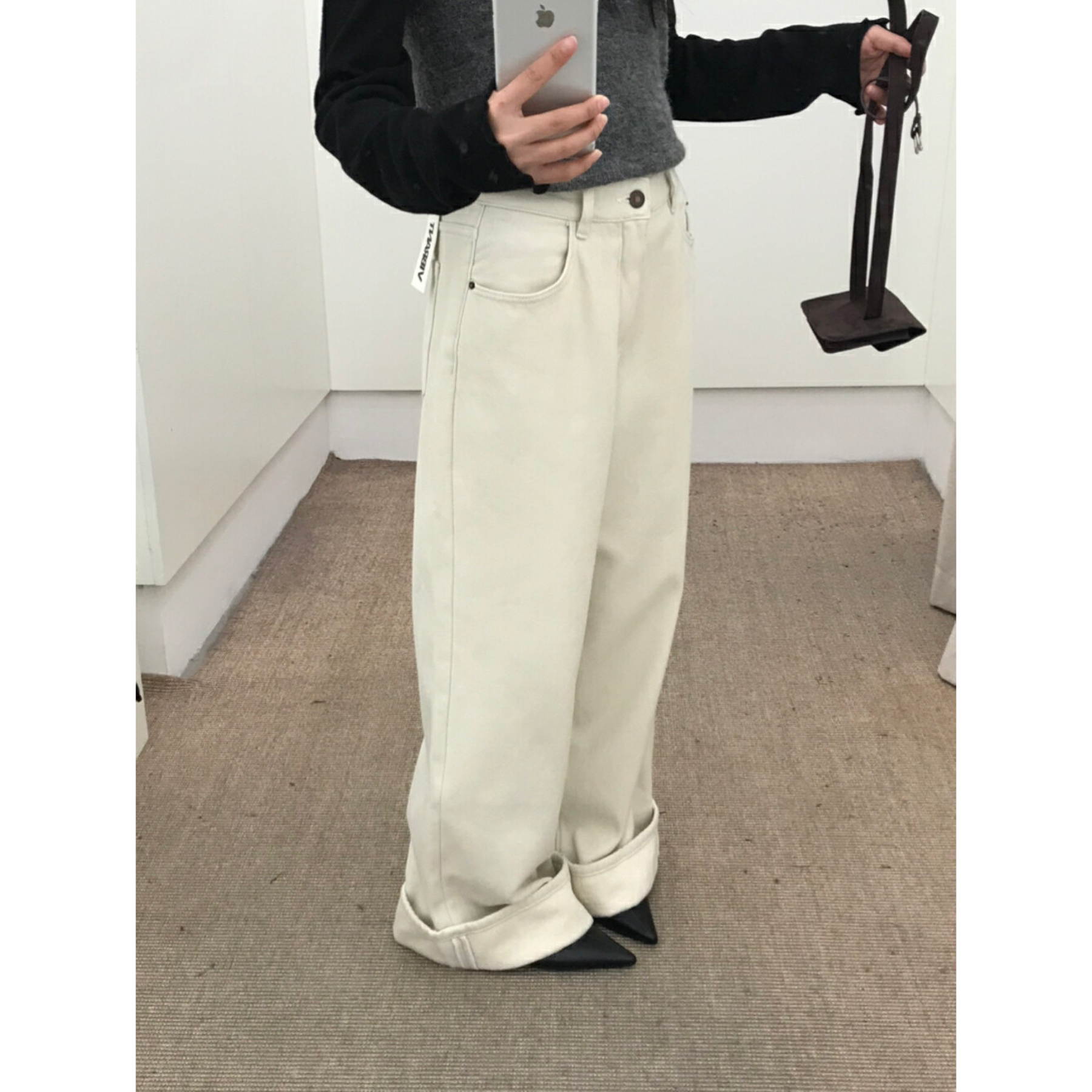 vibrant 高腰洋气加绒显瘦牛仔裤(配腰包)