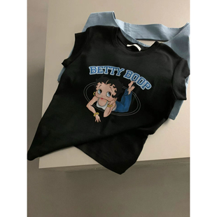 印花短袖 T恤 贝蒂小姐休闲正肩小飞袖 seeu