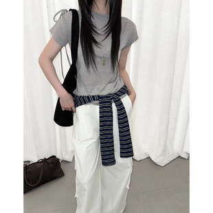 vibrant 法式简约纯色系带短袖T恤