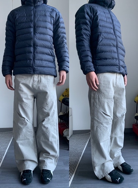 CAGT 春秋新款米灰色直筒宽松情侣休闲裤子结构设计立体韩版潮流