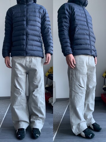 CAGT 春秋新款米灰色直筒宽松情侣休闲裤子结构设计立体韩版潮流
