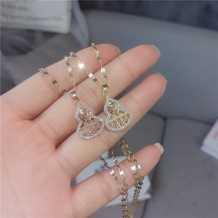 招财葫芦算盘项链女简约气质韩版小众ins百搭钛钢锁骨链吊坠颈饰