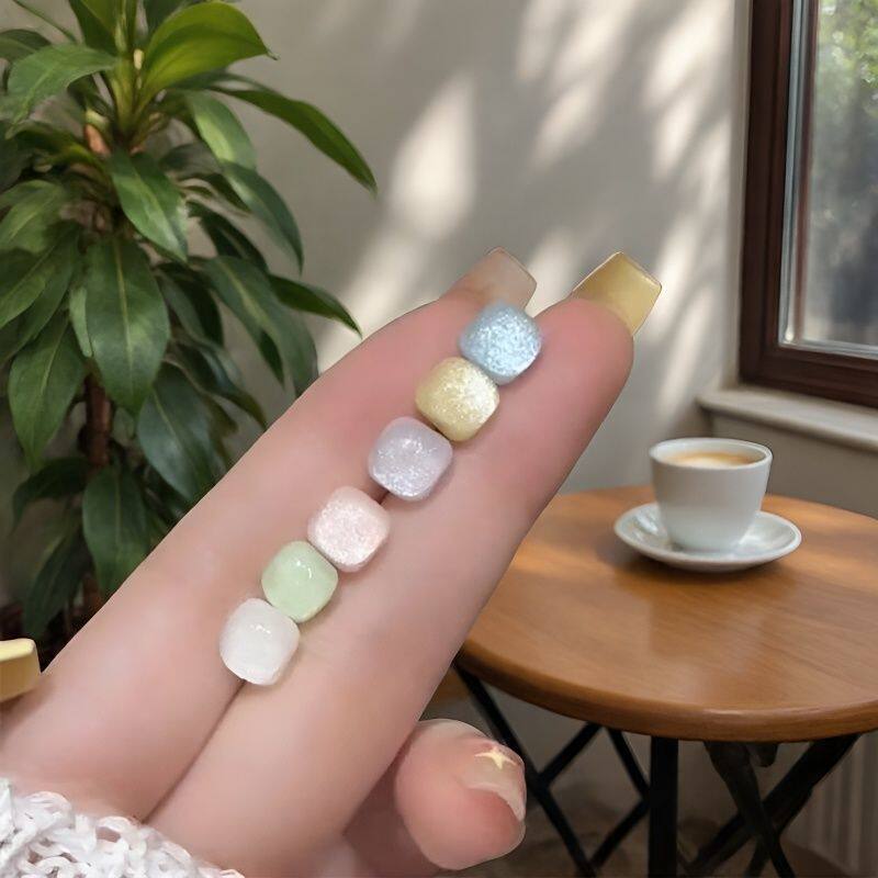 炫彩星空小方糖耳钉耳饰