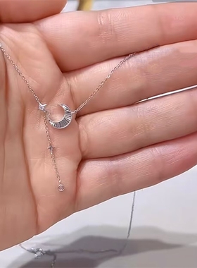 新款月亮星星项链女轻奢小众吊坠