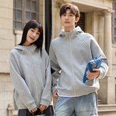 2025秋季 400克插肩休闲高领连帽拉链卫衣潮牌百搭宽松卫衣印花