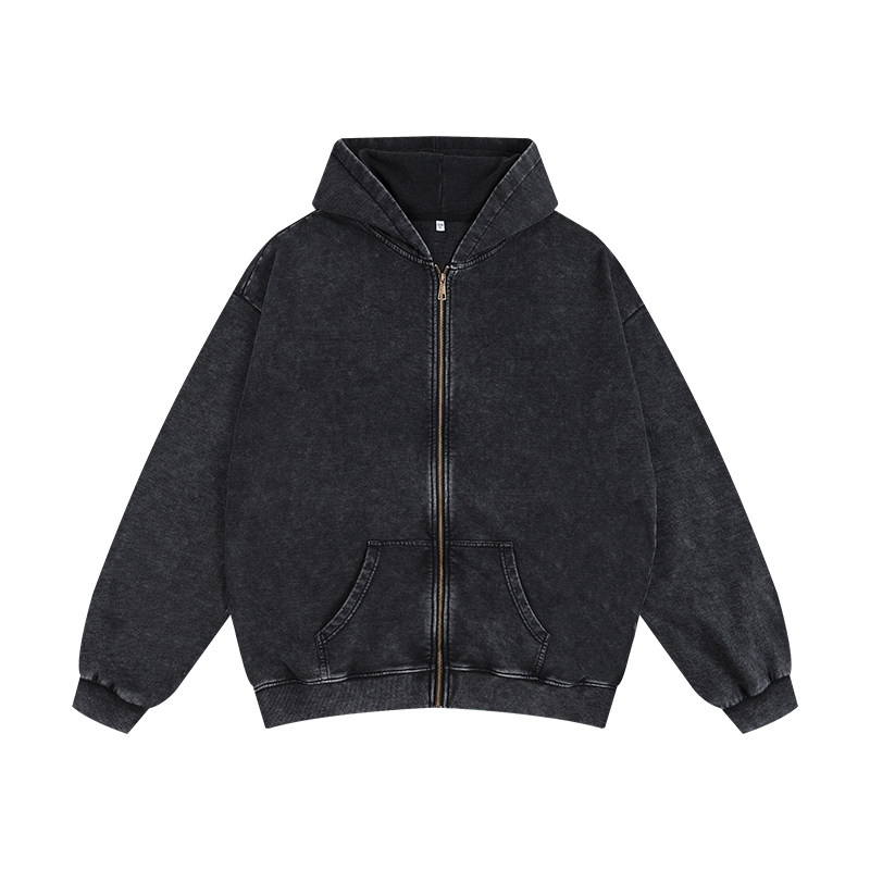 复古美式渐变水洗连帽卫衣男款秋季潮牌重磅纯棉帽衫