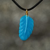 4.5mm 16.4 御松莲心 精品羽毛吊坠侧挂原矿绿松石镶18k金36.4