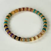 御松莲心 汉堡手串天然原矿绿松石搭配多宝手串6mm单圈