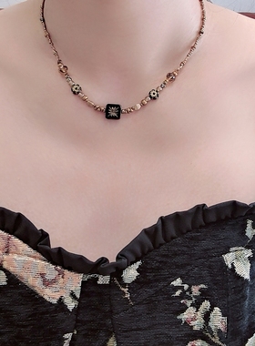 ANZHI原创手作项链复古黑金色系锁骨链小众项链颈链女