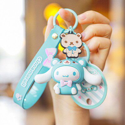 MINISO JADE GU 개 휴가 시간 키 체인 귀여운 작은 펜던트 펜던트 가방 장식 끈