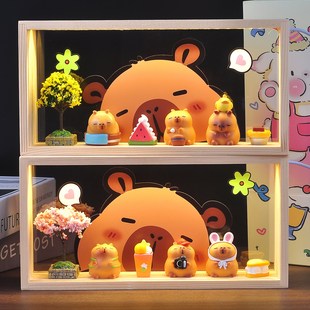 卡皮巴拉水豚鼠摆件手办小夜灯创意送女友闺蜜女孩儿童生日礼物