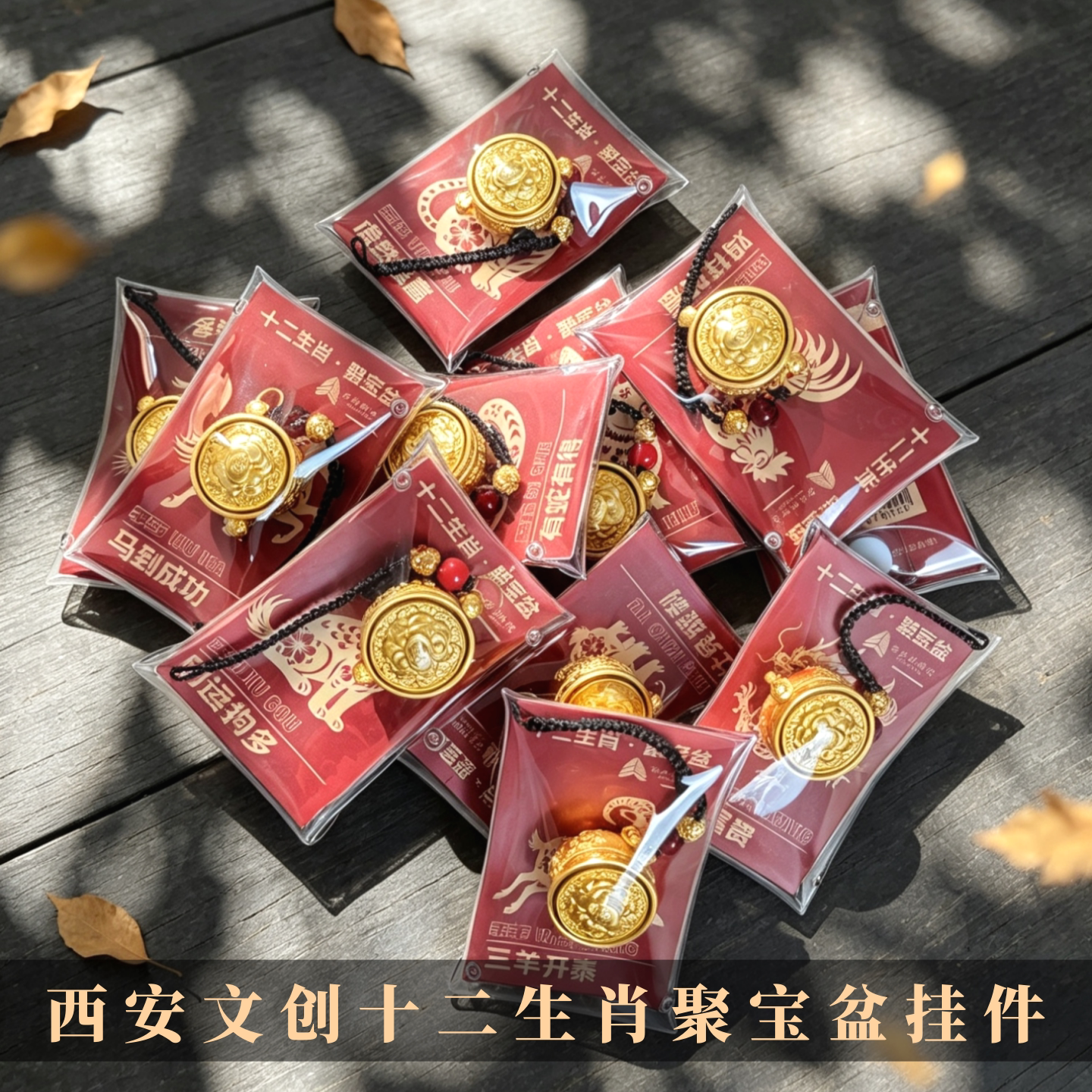 西安文创挂件博物院十二生肖聚宝盆祈福手机挂饰钥匙链旅游纪念品