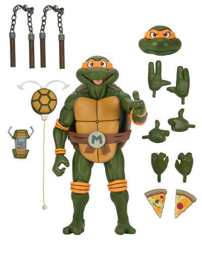 【现货】NECA 忍者神龟 1/4 米开朗基罗 18寸可动人偶手办 镭射