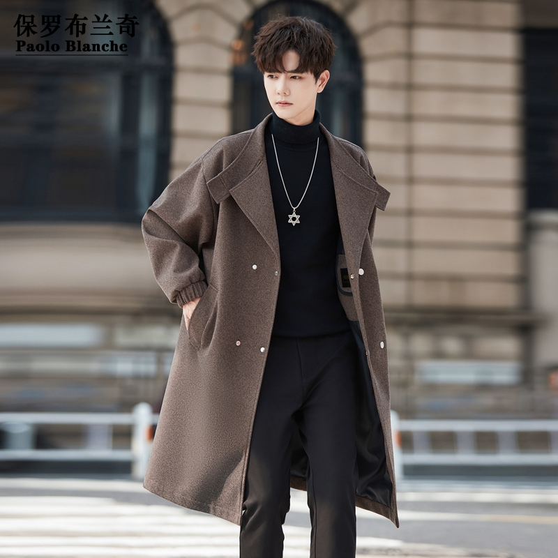 保罗2025新款秋季休闲秋冬款毛呢大衣外套宽松版毛呢大码风衣外套
