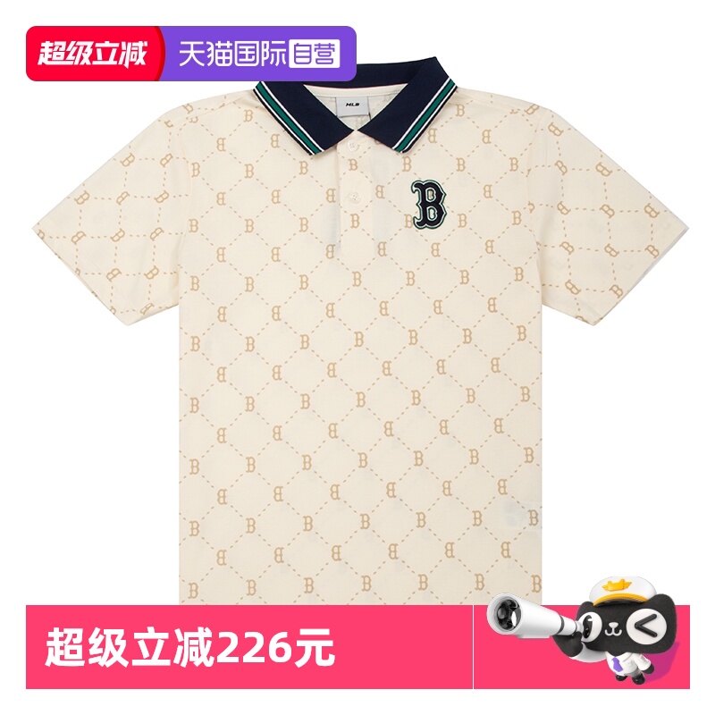 【自营】MLB儿童男女童复古钻石老花图案POLO衫新款休闲短袖T恤