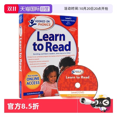 【自营】英文原版教辅 Hooked on Phonics Learn to Read Level2 迷上自然拼读 L2 英语3-4岁启蒙 自然拼读教辅含DVD