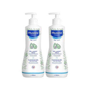 【自营】妙思乐Mustela进口婴儿洗发沐浴露500ml*2保湿温和洁净