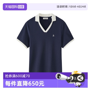 女 自营 POLO衫 微弹撞色螺纹V领修身 Polo Marc 商场同款