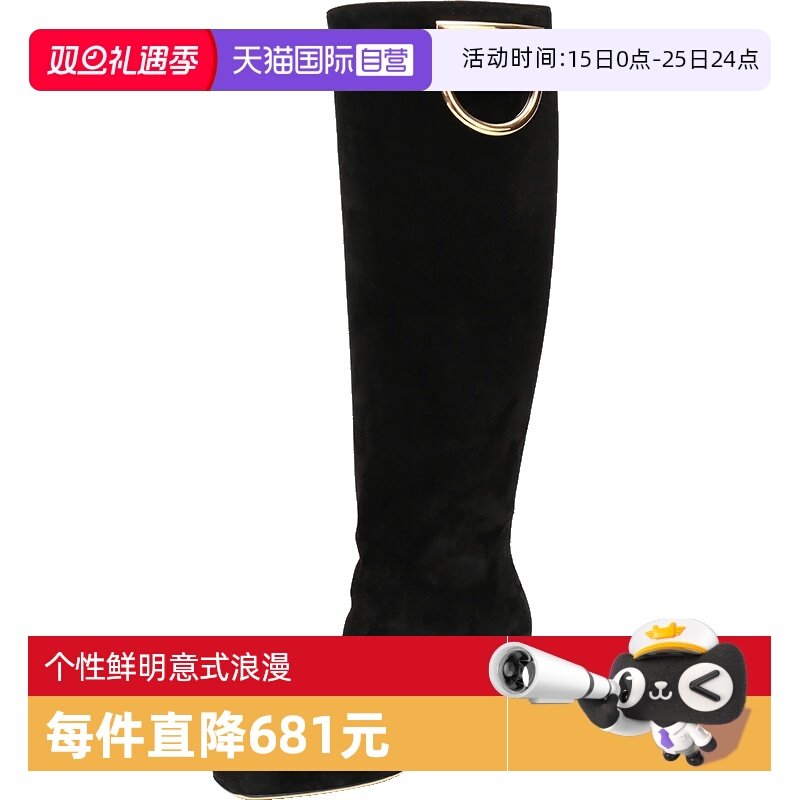 【自营】FERRAGAMO/菲拉格慕女士绒面皮革及膝长靴 0714103过膝