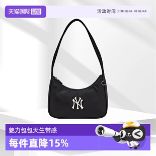 简约黑色拉链单肩挎包25新款 MLB男女情侣腋下包时尚 BQB04 自营