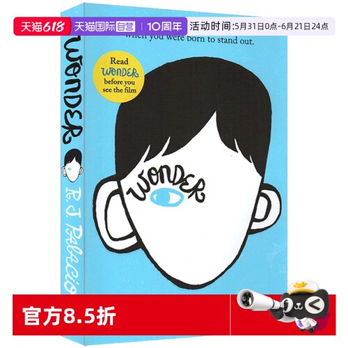 【自营】英文原版 Wonder 奇迹男孩 青春励志 纽约时报热销英文书 文学同名电影原著 搭配flipped夏洛的网Charlotte's Web