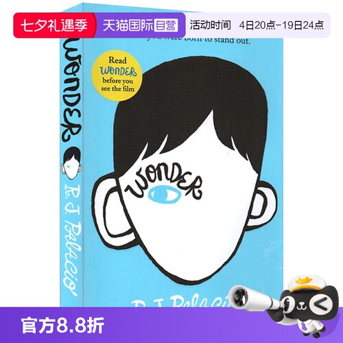 【自营】英文原版 Wonder 奇迹男孩 青春励志 纽约时报热销英文书 文学同名电影原著 搭配flipped夏洛的网Charlotte's Web