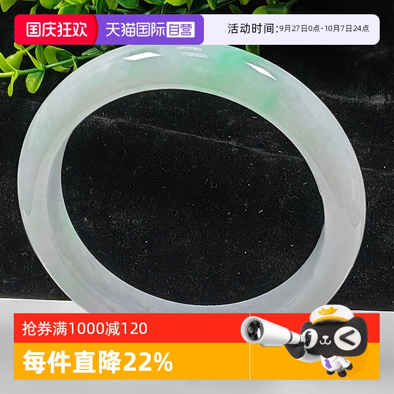 【自营】浅语拾光缅甸天然A货翡翠冰飘阳绿细腻种老高级白底青镯