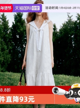 【自营】【ESTER HSU】ELLE海军领连衣裙女2025夏新款减龄小白裙