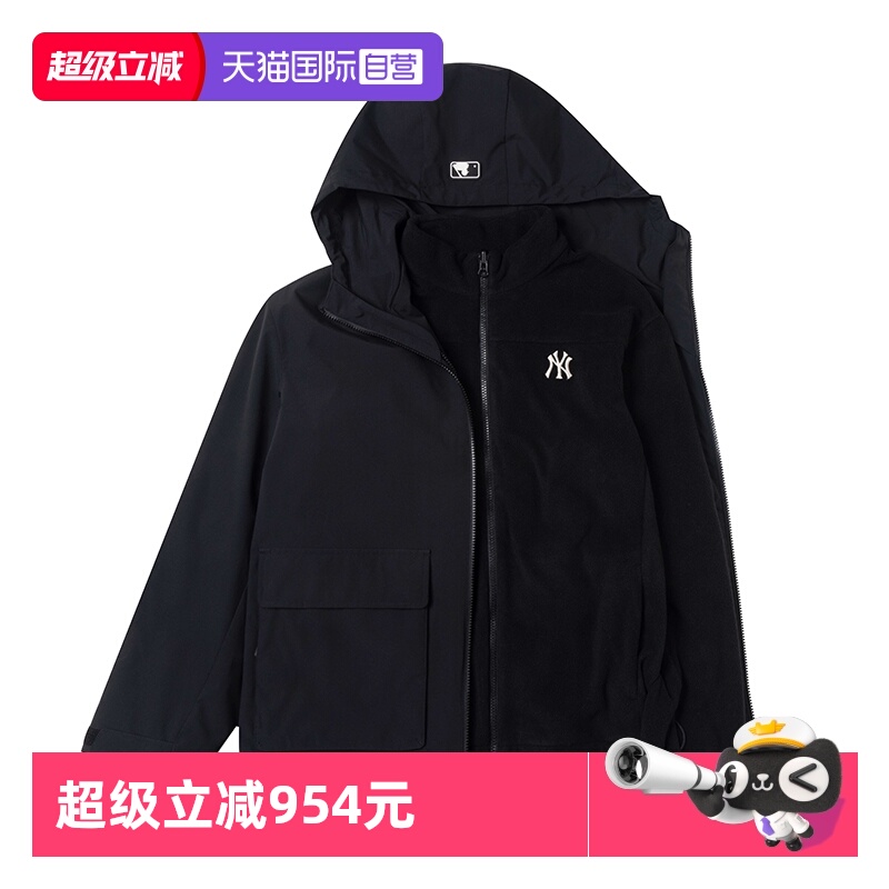 MLB男女新款复古黑色梭织休闲