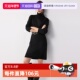 通勤优雅中裙子 新款 自营 ELLE绵羊毛高领拼接连衣裙女2026春季