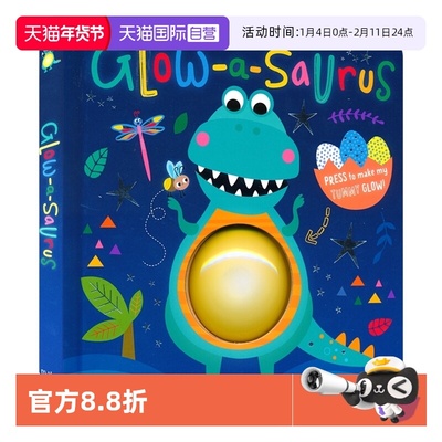 【自营】Glow-a-Saurus 光龙和萤火虫 恐龙主题 按压发光书  趣味押韵故事 纸板绘本 英文原版进口图书