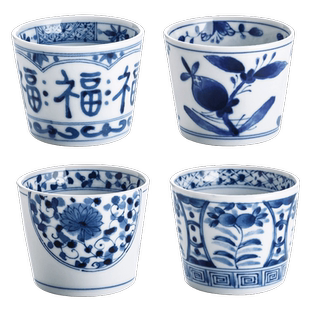 【自营】光峰蓝凛堂茶杯主人杯日本陶瓷福字品茗杯子茶具茶壶套装