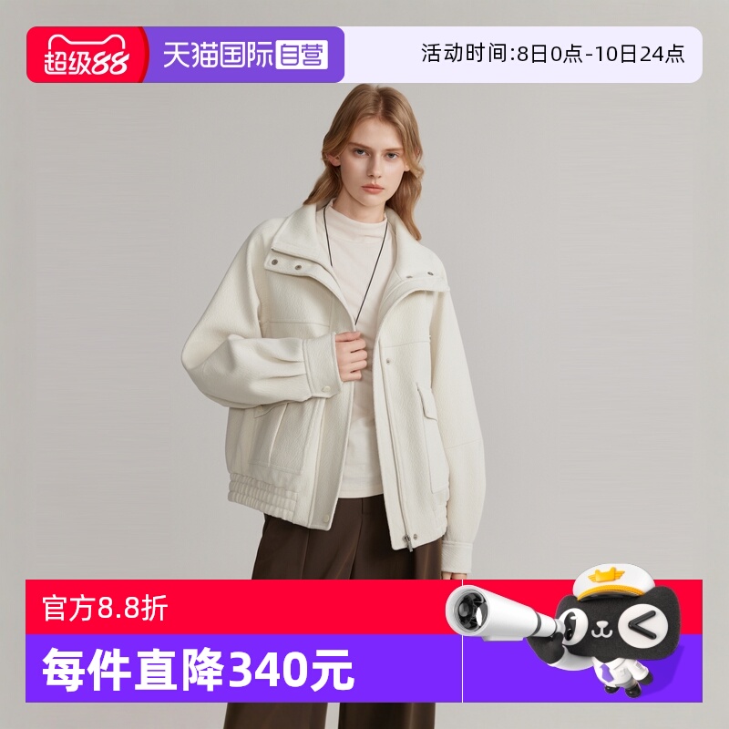 ELLE法式绵羊毛休闲宽松短外套