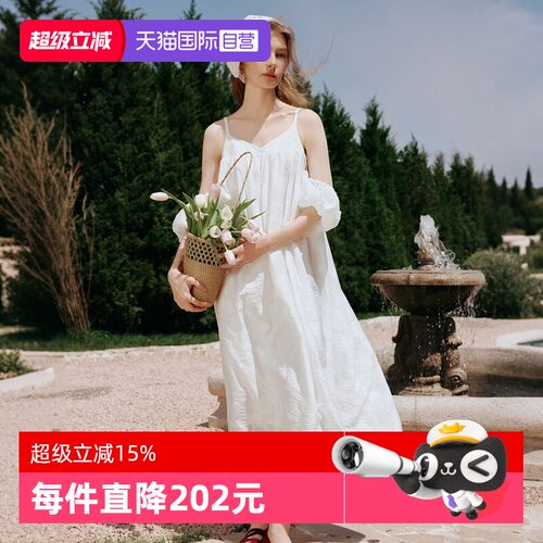 ELLE泡泡袖提花连衣裙