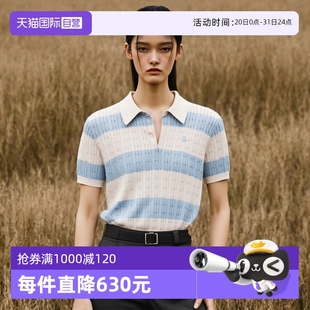女 短款 自营 Marc 条纹绞花短袖 新款 Polo2025夏季 毛织POLO衫