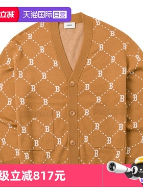 【自营】MLB男女装复古老花针织夹克休闲开衫v领外套3AKCM0144