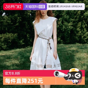 【自营】【ESTER HSU】ELLE白色绣花连衣裙女2025夏新款优雅a字裙