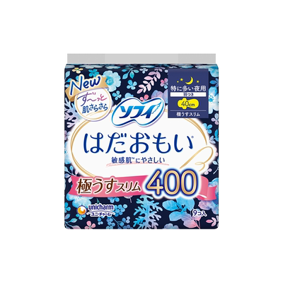 【自营】sofy/苏菲温柔肌极薄夜用量多防漏舒适（40cm)卫生巾9片