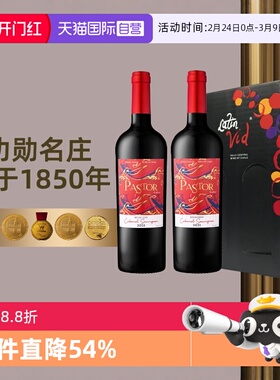 【自营】智利ICUVEE牧羊人画廊精选赤霞珠干红葡萄酒750ml*2礼盒