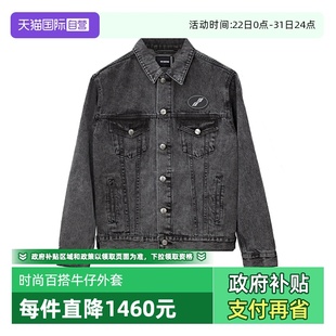 黑色胸口徽标棉质长袖 男款 We11Done 牛仔外套圣诞送男友 自营