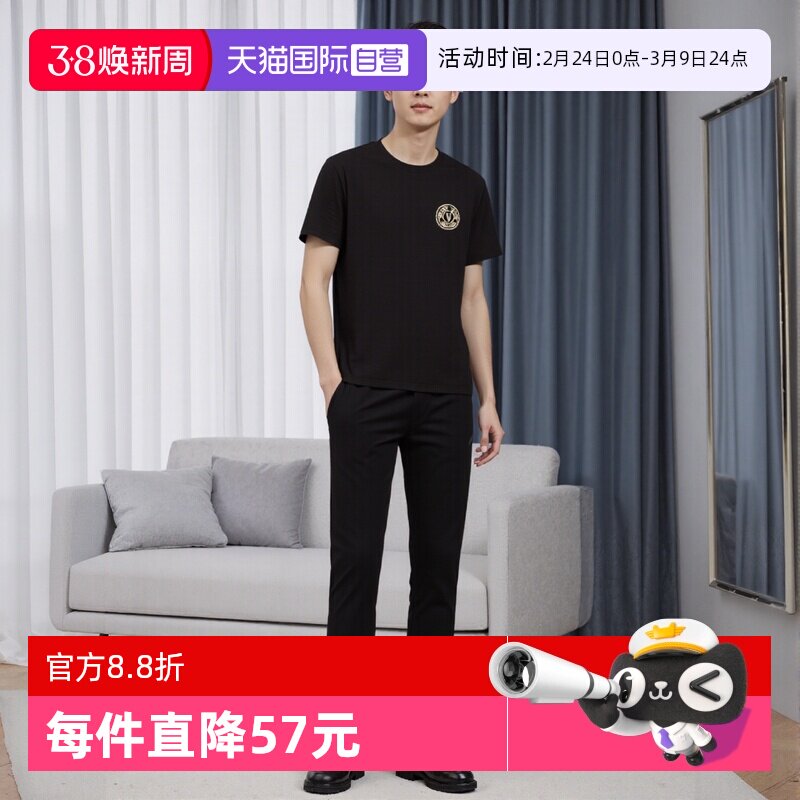 【自营】Versace/范思哲男装夏季新款短袖男士时尚印花圆领T恤棉