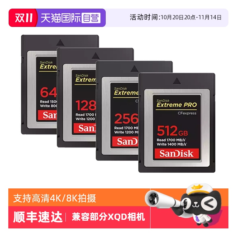 自营闪迪cfexpress存储卡摄像机