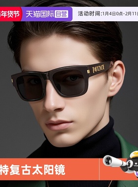 【自营】POLICE复古2025新款墨镜男高级感开车太阳镜SPLT38K方形