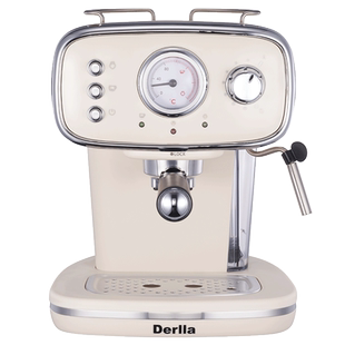 【自营】德国Derlla全半自动意式浓缩咖啡机家用复古小型奶泡一体