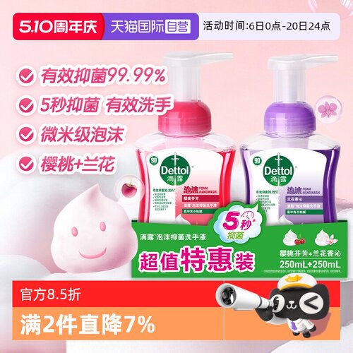 滴露泡沫抑菌洗手液250ml*4