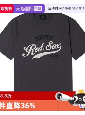 【自营】MLB男装女装炭灰色简约运动短袖透气休闲T恤3ATSV0553