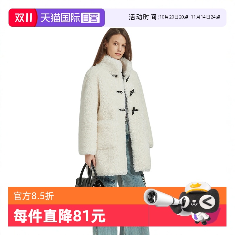 PetitBari毛绒中长款外套